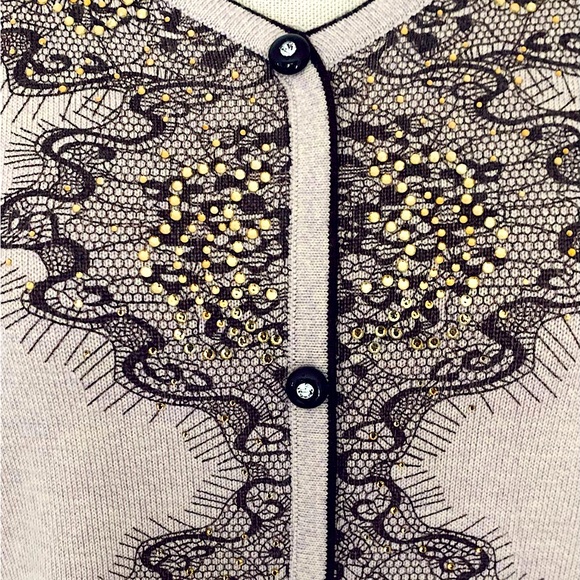 Pullover Faux Cardigan w/ Lace Pattern - NWT - Picture 2 of 15
